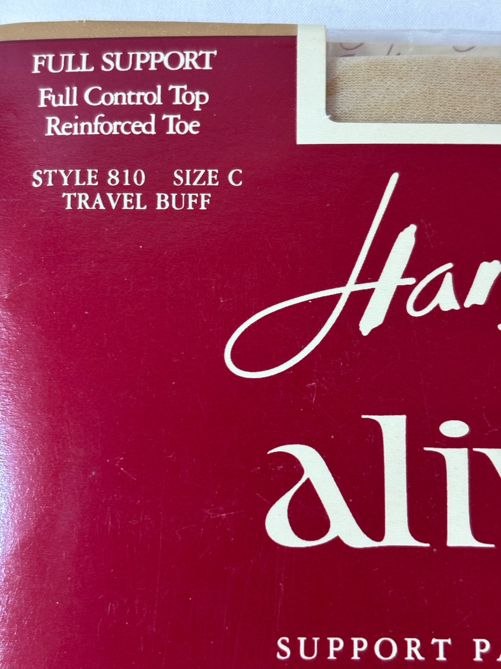 Vintage Hanes Alive Support Pantyhose Style 810 Deadstock Travel Buff Size C - Picture 3 of 9